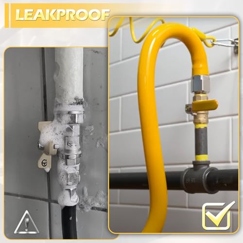 Safety System Kit, 3/4 In ID 48" Gas Hose Connector Kit with Elbows Quick Disconnect Gas Line Hose Full Port Gas Valve Restraining Device and Swivel Connector for Commercial Kitchen Equipment