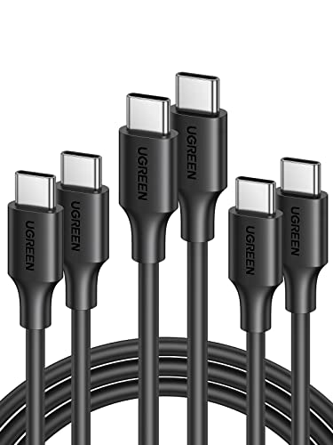 UGREEN 60W 3-Pack USB C to USB C Cable, Type C Fast Charging Cable Compatible with iPhone 15/15 Plus/15 Pro, MacBook Pro 2022, Samsung Galaxy S24/S23/Z Fold/Z Flip, Google Pixel 7, Switch, 1.6FT