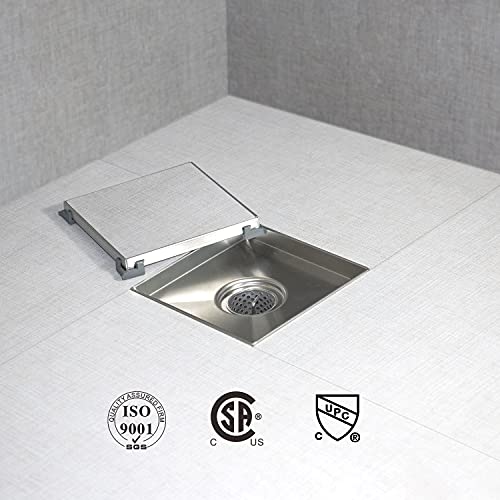 SaniteModar Shower Drain 4 inch with Shower Drain Base,Shower Drain with Tiled Stealth and 304 Stainless Steel Brushed Chrome 2 in 1 Panels,Includes Hair Strainer and Threaded Adapter…