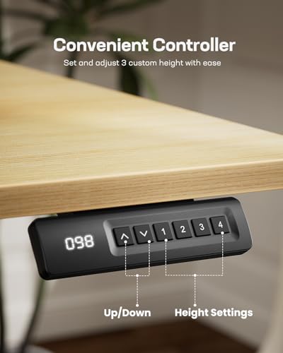 Marsail Electric Standing Desk, Adjustable Height Stand up Home Office Desk Large 55x24 Inch Sit Stand Computer Desk, with 4 Memory Presets, Headphone Hook,Cable Organizer, Black