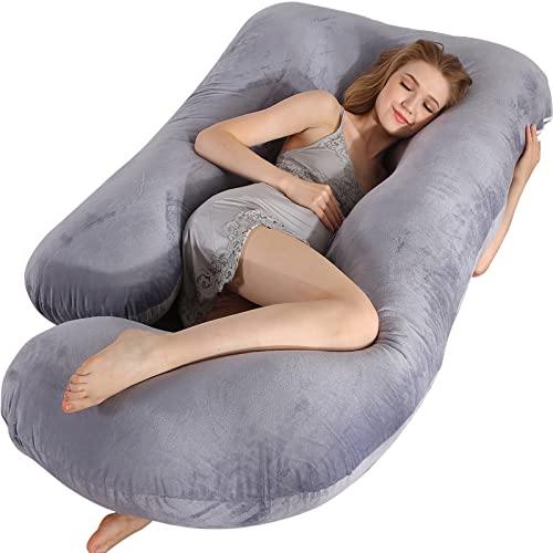 BATTOP Pregnancy Pillows for Sleeping,Full Body Maternity Pillow with Removable Cover,Support for Back,HIPS,Legs,Belly for Pregnant Women,Pregnancy Must Haves