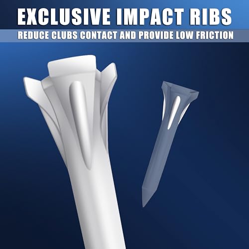 CHAMPKEY Premium 3 Prongs Plastic Golf Tees 50 Pack / 100 Pack | 85 Driver Tees with 15 Iron/Hybrid Tees Mixed Pack | Low Friction and Resistance Golf Plastic Tees (50 Pack, 3-1/4")