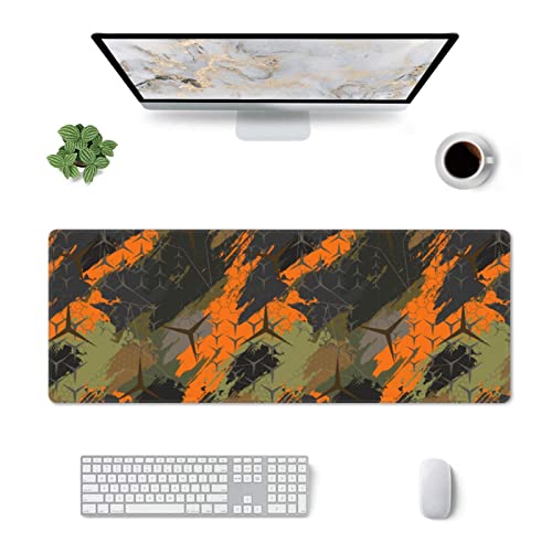 Large Gaming Mouse Pad XL, Abstract Geometric Camouflage Full Desk Mousepad with Stitched, Waterproof Non-Slip Base Keyboard Pad, PC Laptop Computer Mat Gifts for Men Office, (Colorful, 31.5*11.8 In)