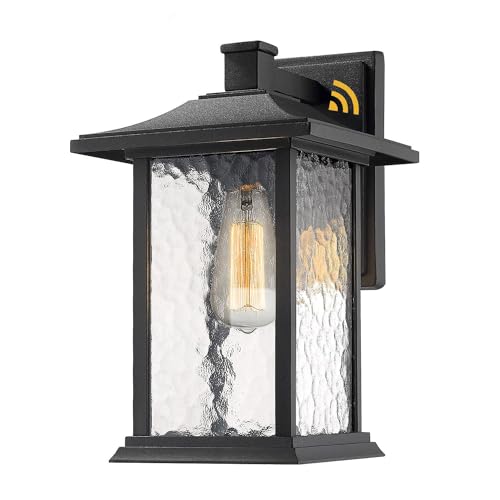 Beionxii Outdoor Light Fixture, 14 inch Dusk to Dawn Exterior Wall Mount Lantern Outside Lights for House Patio, Black Cast Aluminum w/Water Glass - A272W-1PK