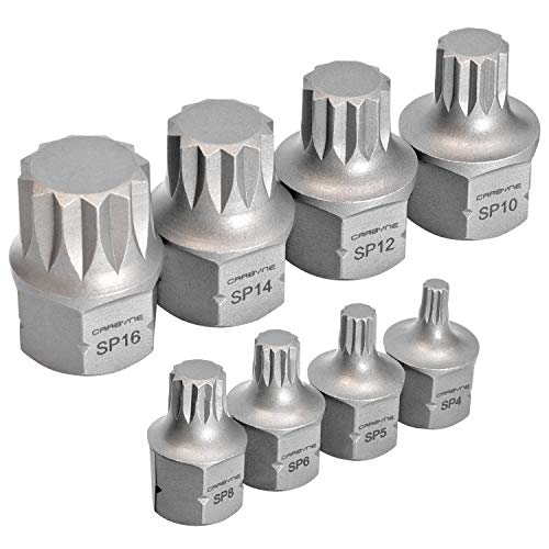 CARBYNE 8-Piece XZN Triple Square Super Short Low Profile Bit Socket Set - 12 Point | 4mm to 16mm, Dual-Drive: Internal Square Drive & External Hex Drive • From a Family-Run Tool Company in the U.S.