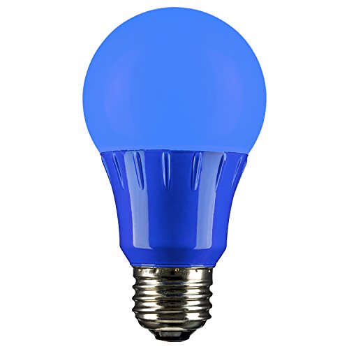 Sunlite 80145 A19 Colored Light Bulb 3 Watts (25w Equivalent), E26 Medium Base, Non-Dimmable, UL Listed, Party Decoration, Holiday Lighting, 1 Count, Blue