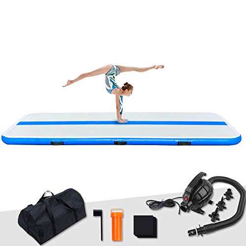 FunWater 10ft/13ft/16ft Inflatable Gymnastics Tumble Track Tumbling Mat 4in Thick Floor Tumble Track with Electric Pump for Cheer Leading/Gymnastics/Beach/Gym/Home