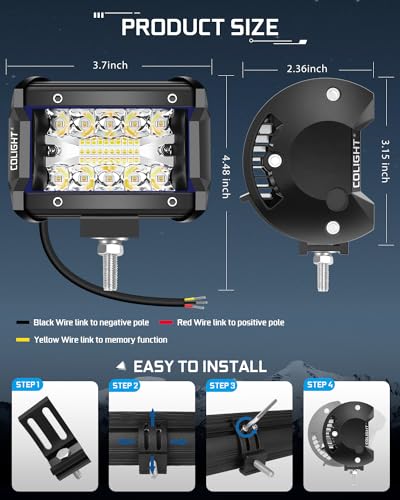 CO LIGHT 20 Inch LED Light Bar Combo with 2x4 Inch LED Pod | White Amber Strobe Lights - 6 Modes | Memory Function | Ideal Off-Road Lighting Solution for Trucks, Car, ATV, SUV, Boat