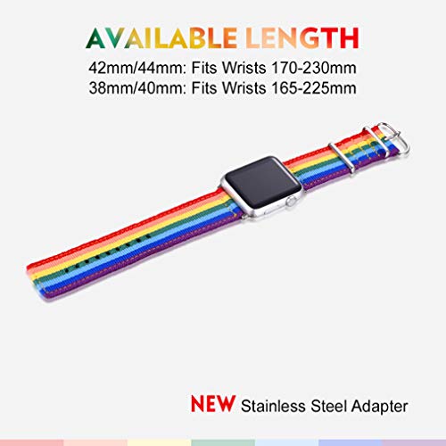 Bandmax Rainbow Band Compatible with Apple Watch 38MM 40MM Women Nylon Denim Cloth LGBT Parade Strap Replacement Wristband Accessory New Adapter Compatible for Iwatch Series SE 7/6/5/4/3/2/1