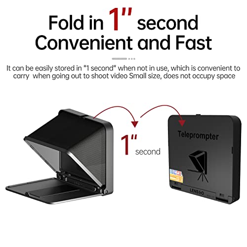 LENSGO Portable Teleprompter for iPad Tablet Smartphone DSLR Camera 7.9'', APP Compatible with iOS & Android System for Online Teaching Vlog Live Streaming Interview (TC7 for phond/ipad/Camera)