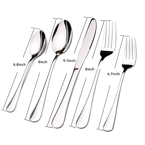 Silverware Set for 8, 40 Piece Heavy Duty Stainless Steel Flatware Utensils Cutlery Set Including Steak Knife Fork and Spoon, Dishwasher Safe, Gift Package for Wedding Housewarming