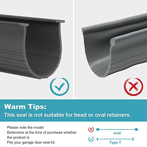 3" Garage Door Bottom Seal Weatherstrip in Grey - 1/4" T Style - All Widths (8' Wide Door)