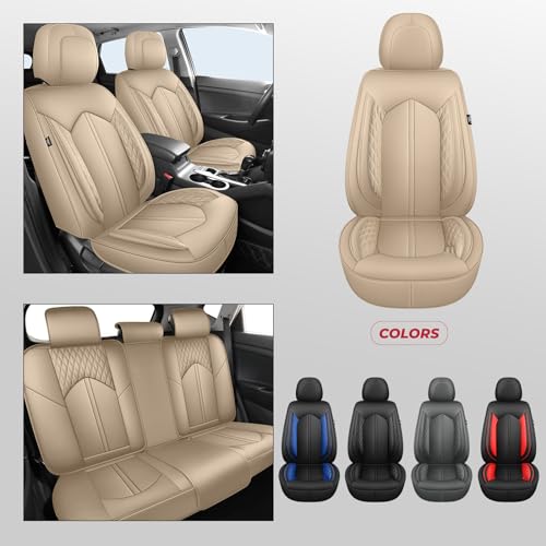 FREESOO Car Seat Covers Only Front 2pc, Breathable Faux Leather Seat Covers for Cars, Automotive Universal Seat Cover Protector Fit for Most Sedan SUV Pick-up Truck(Black)