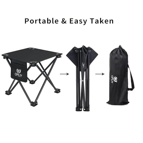 Opliy Camping Stool 2 Pack,13.5 Inch Portable Folding Stool for Outdoor Gardening and Beach Hiking Fishing,Foot Stool with Carry Bag (Black)