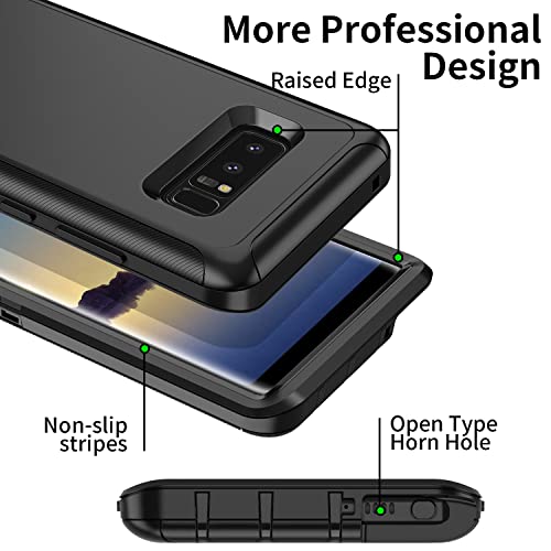 Mieziba for Galaxy Note 8 Case,Shockproof Dropproof Dustproof,3-Layer Full Body Protection Heavy Duty High Impact Hard Cover Case for Samasung Galaxy Note 8,Black