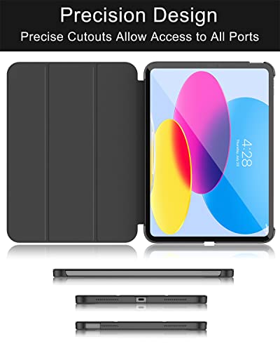 Soke Case for iPad 10th Generation(10.9-inch,2022) - [Smart Cover Auto Wake/Sleep + Slim Trifold Stand], Premium Protective Hard PC Back Cover for New Apple iPad 10.9 Inch - New Black