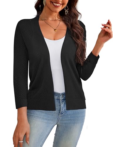 U.Vomade Women's Open Front 3/4 Sleeve Shrug Cropped Cardigan Sweaters Elegant for Women Camel L