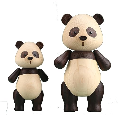 suruim Adorable Wooden Panda Statue Creative Cute Solid Wood Panda Doll Crafts Ornaments Charming Modern Doll for Jewelry, Decoration, and Gift-Giving (Panda-l)