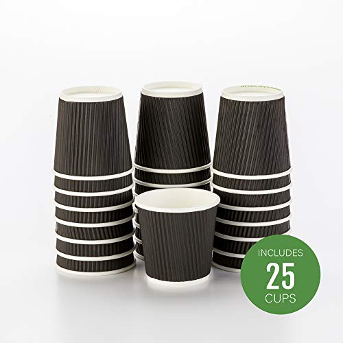 Restaurantware 12 Ounce Paper Coffee Cups 25 Ripple Wall Disposable Paper Cups - Leakproof Recyclable Light Purple Paper Hot Cups Insulated Matching Lids Sold Separately