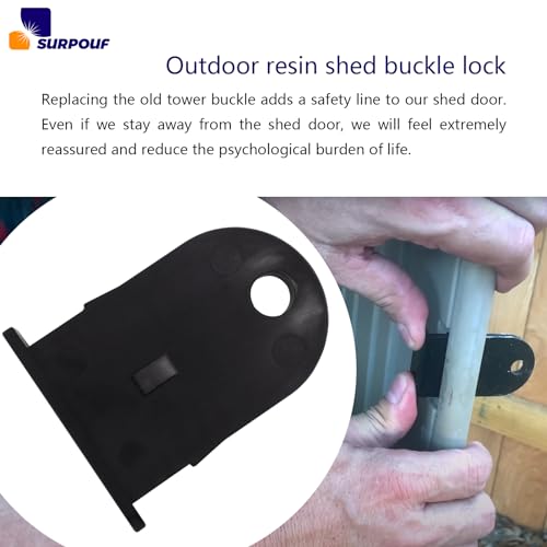 SURPOUF Outdoor Resin Shed Hasp Latch, Plastic Hasp Latch,Newly Upgraded Black Solid Core Plastic Fits for Rubbermaid