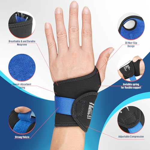 FEATOL 2 Pack Wrist Wraps for Pain, Carpal Tunnel, Tendonitis, Wrist Support for Work Men and Women, Adjustable Wrist Support Brace Right & Left Hand, Daily Wrist Protector Small