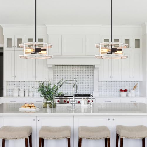 Semi Flush Mount Ceiling Light, Sloped Nursery Ceilings Lights Fixture White Farmhouse 2-Light Dining Room Fixtures, Adjustable Height Lighting for Kitchen, Entryway, Hallway, Foyer