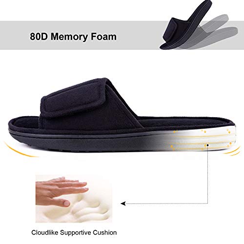 LongBay Men's Comfy Memory Foam Slide Slippers Breathable Micro Suede House Shoes (Small / 7-8 D(M) US, Black)