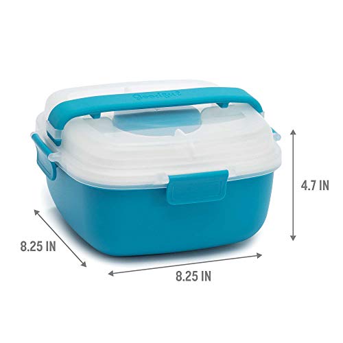 Goodful Stackable Lunch Box Container, Bento Style Food Storage with Removeable Compartments for Sandwich, Snacks, Toppings & Dressing, Leak-Proof and Made without BPA, 56-Ounce, Blue