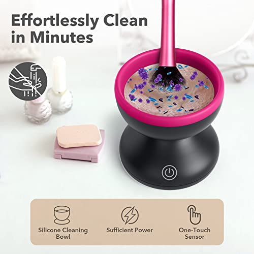 Electric Makeup Brush Cleaner Machine - Alyfini Portable Automatic USB Cosmetic Brushes Cleaner Cleanser Tool for All Size Beauty Makeup Brush Set, Liquid Foundation, Contour, Eyeshadow, Blush Brush