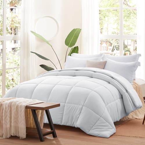 SunStyle Home Queen Comforter - Ivory Down Alternative Bedding Comforters Queen Size, All Season Duvet Insert, Lightweight Bed Comforter Soft Full Queen Size(90"x90"), Only Comforter