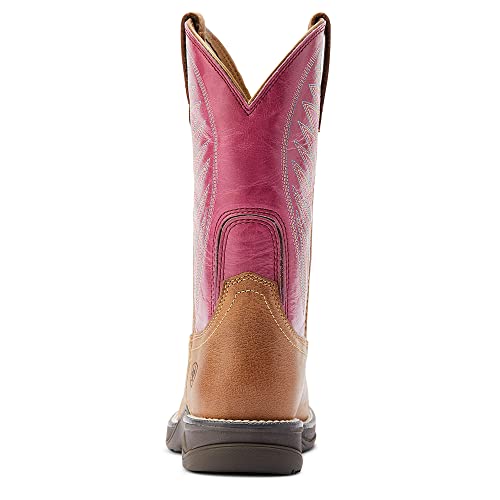 Ariat Womens Anthem Round Toe II Western Boot Distressed Natural/Rosebud 6.5 Wide