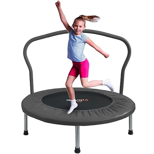 Ativafit 36'' Trampoline for Kids Foldable Mini Toddler Trampoline with Comfortable Foam Handle Play Indoor Outdoor Home Use for Boys Girls for Fun
