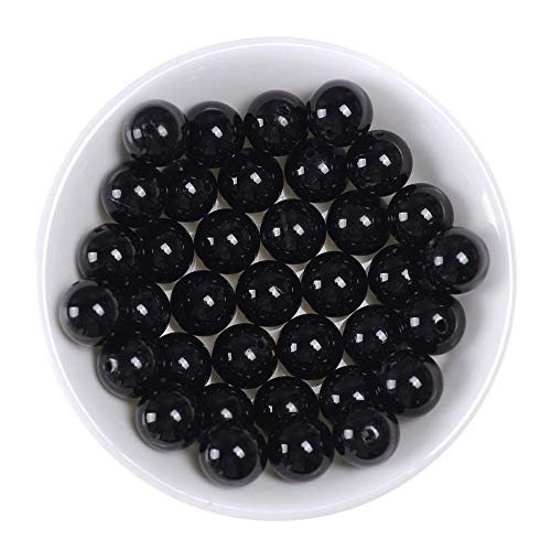 Genuine Black Tourmaline Beads for Bracelets Natural Powerful Gemstone Beads for Jewelry Making (95pcs, 4mm)