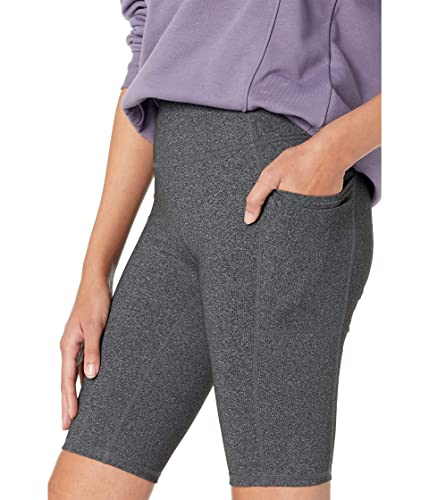 Skechers Women's Go Walk High Waisted 10" Bike Short, Heathered Gray, X-Small