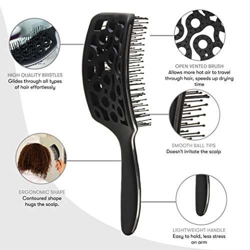 FRAMAR Professional Vented Hair Brush – Paddle Curved Hair Brush For Blow Drying, Wet Paddle Brush for Women Blow Drying