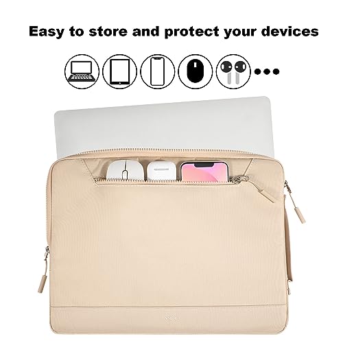 LANDICI 360°Protective Laptop Sleeve for 13-13.6 inch MacBook Air M3/A3113 2024, M2/A2681 M1/A2337, MacBook Pro M2 M1/A2338 2024-2016, Waterproof Laptop Carrying Case for 12.9-inch iPad Pro, Apricot