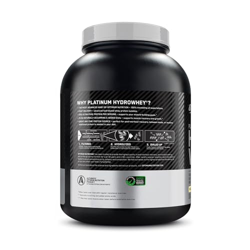 Optimum Nutrition Platinum Hydrowhey Protein Powder, 100% Hydrolyzed Whey Protein Isolate Powder, Flavor: Turbo Chocolate, 40 Servings, 3.61 Pounds (Packaging May Vary)