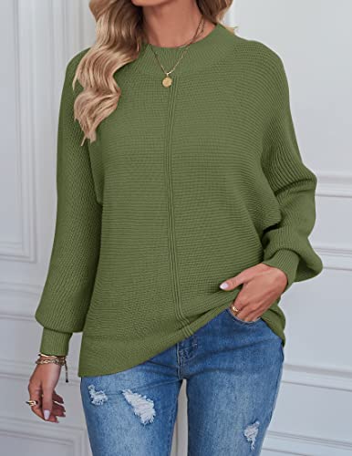 TECREW Women's Batwing Long Sleeve Crew Neck Pullover Sweater Soft Ribbed Knit Sweater Top, Navy, X-Large