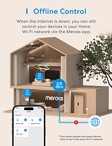 meross Smart Light Switch 2 Pack Supports Apple HomeKit, Siri, Alexa, Google Assistant & SmartThings, 2.4GHz Wi-Fi Single Pole Light Switch, Neutral Wire Required, No Hub Required