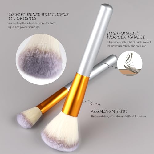 VANDER Makeup Brushes, 24pcs Premium Synthetic Makeup Brush Set for Foundation, Professional Eyeshadow, Eyeliner, Concealer Make up Brush Kit (Without Makeup Bag) Champagne