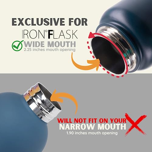 IRON °FLASK Carabiner Straw Lid for Wide Mouth Hydro Insulated Sports Modern Water Bottles, Simple BPA Free