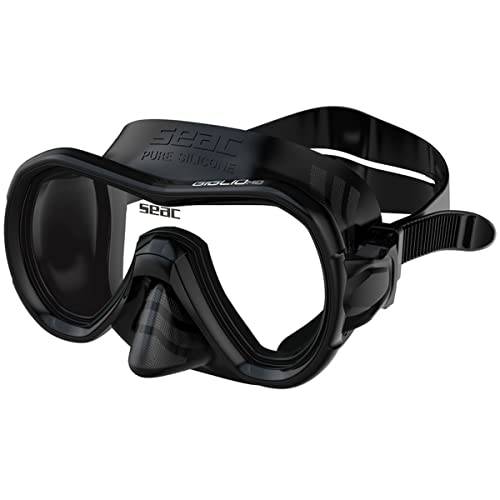 SEAC Set Giglio Dry Valve, Snorkeling Set with Underwater Mask and Snorkel, Black, Small