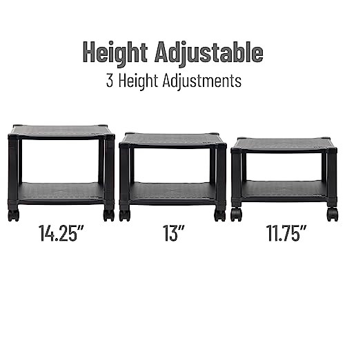 Mind Reader Rolling Printer Cart, Utility Cart, Printer Stand, Under Desk Storage, Office, 17.25"L x 13.5"W x 14.25"H, Black