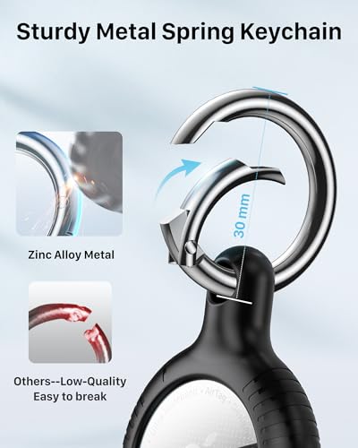 YOSH Airtag Keychain 4 Pack, Airtag Holder [Pet Chew Proof] [Fit Tightly] [Easy Alignment Design] Anti-Scratch Hard PC Air Tag Case with Metal Key Chain, Compatible with Apple Airtag
