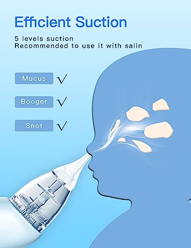 X-Bosak Baby Nasal Aspirator, Electric Nose Sucker with 5 Levels Suction, Soothing Light & Nursery Rhymes