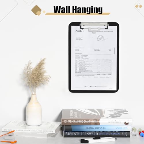 Hongri Plastic Clipboard with Pen Holder, Black 8.5x11 Letter Size Clip Board for Classroom, Office, Students, Nurses and Women, Low Profile Clip, Size 12.5 x 9 in