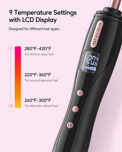 Wavytalk 3/8 Inch Small Curling Iron, Small Curling Iron Wand for Short & Long Hair, Ceramic Small Barrel Curling Iron with Adjustable Temperature, Include Heat Resistant Glove (Rose Pink)