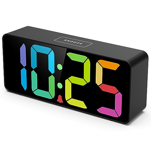 Welgo 7.5 Inches Big Number Alarm Clock for Seniors & Kids, 0-100% Adjustable Brightness and Volume, USB Charging Port, Simple Operation, Snooze, Outlet Powered for Bedside