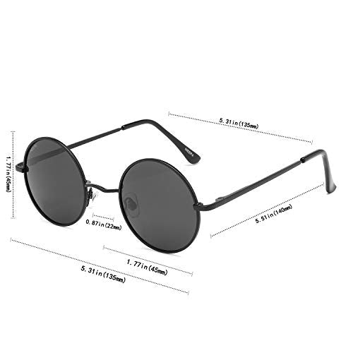 NIEEPA Women Vintage Round Polarized Hippie Sunglasses Small Circle Sun Glasses (GoldGrey+GoldDarkGreen)