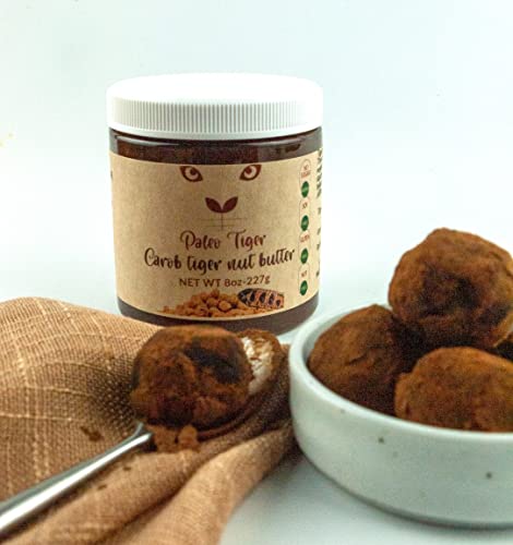 PALEO TIGER | CAROB Tiger Nut Butter | AIP and Paleo Compliant | Nut Free High Prebiotic Ingredients | No Sugar Added | Whole 30 | Low Food Map | Low Oxalate | 8 Ounces.